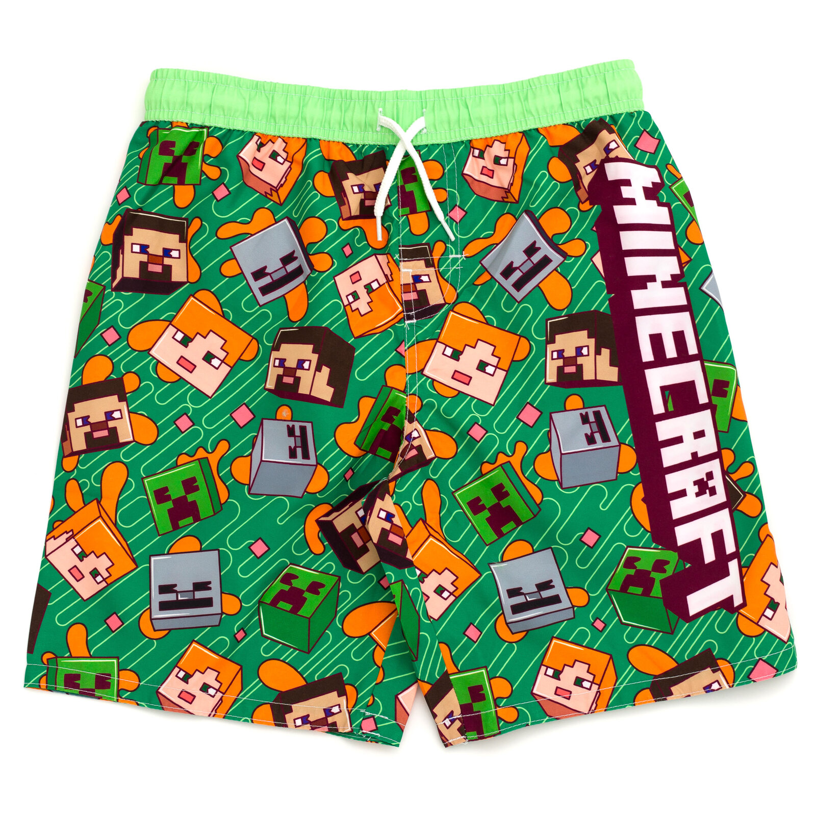 Creeper Steve Skeleton UPF 50+ Swim Trunks Little Kid to Big Kid